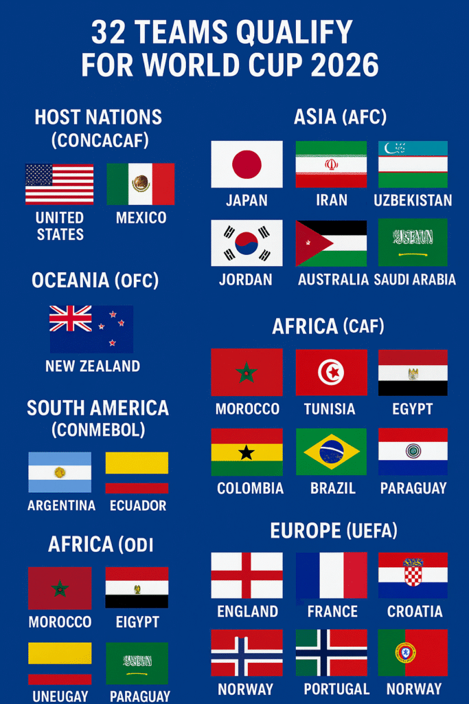 32 ทีมล่าสุด ตีตั๋วลุยฟุตบอลโลก 2026