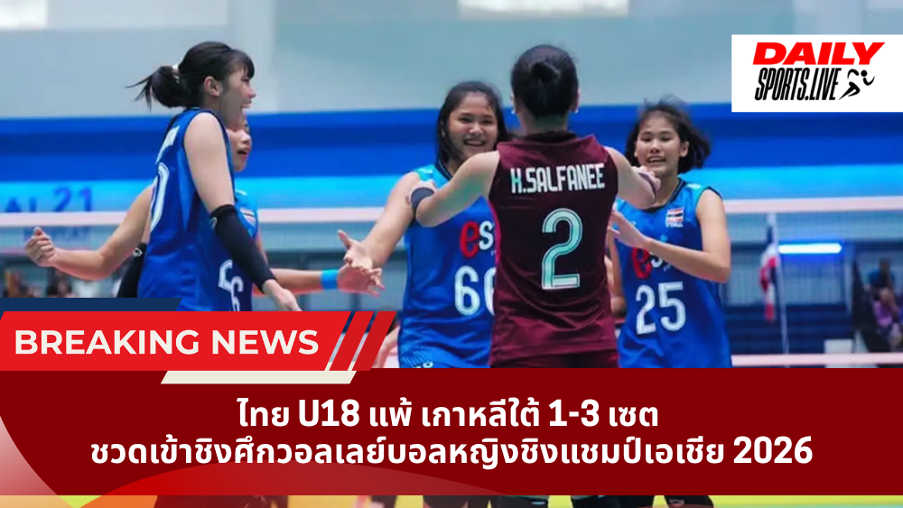 วอลเลย์บอลหญิงไทย U18 แพ้ เกาหลีใต้ 1-3 ชวดเข้าชิง ศึกชิงแชมป์เอเชีย 2026
