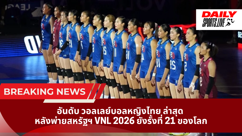 อันดับ วอลเลย์บอลหญิงไทย ล่าสุด หลังพ่ายสหรัฐฯ VNL 2026 ยังรั้งที่ 21 ของโลก