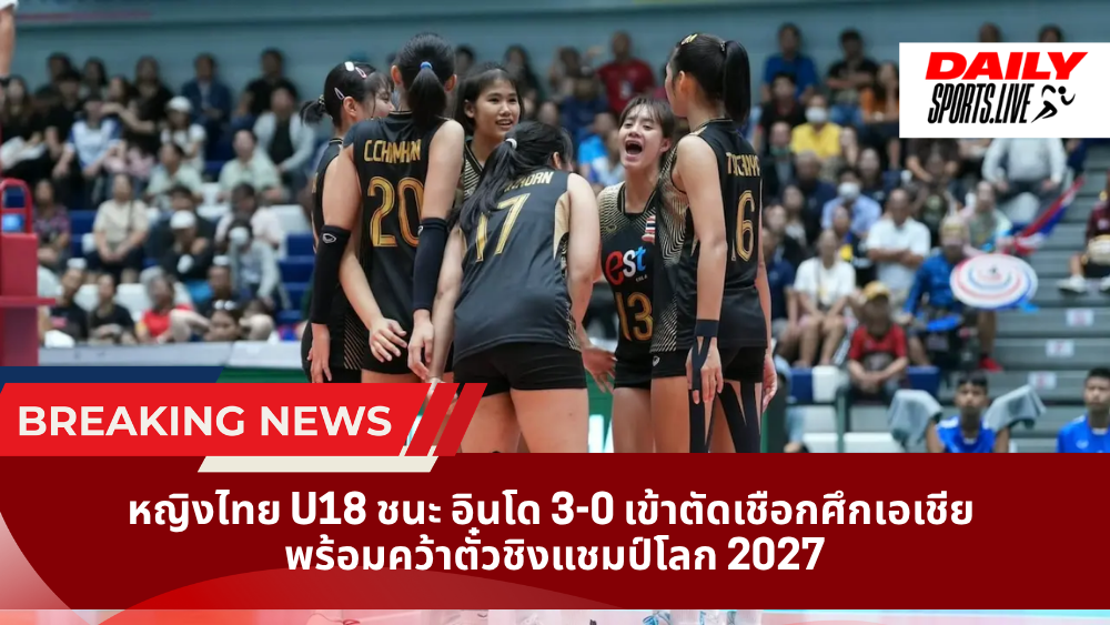 หญิงไทย U18 ชนะ อินโด 3-0 เข้าตัดเชือกศึกเอเชีย  พร้อมคว้าตั๋วชิงแชมป์โลก 2027